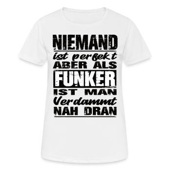 Funker - Frauen T-Shirt atmungsaktiv - Weiß - Vorne - AI Model Female 172 dark (172cm)