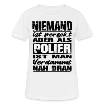 Polier - Frauen T-Shirt atmungsaktiv - Weiß - Vorne - AI Model Female 172 dark (172cm)