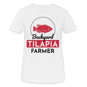 Arrière-cour tilapia agriculteur pisciculture ferme drôle - T-shirt respirant Femme - blanc - Devant - AI Model Female 172 dark (172cm)