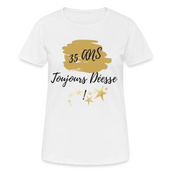 35 ans toujours déesse - T-shirt respirant Femme - blanc - Devant - AI Model Female 172 dark (172cm)