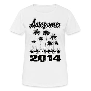 Awesome Since 2014 - Frauen T-Shirt atmungsaktiv - Weiß - Vorne - AI Model Female 172 dark (172cm)