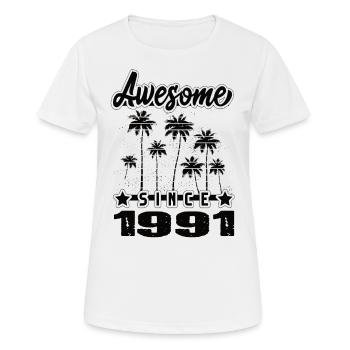 Awesome Since 1991 - Frauen T-Shirt atmungsaktiv - Weiß - Vorne - AI Model Female 172 dark (172cm)