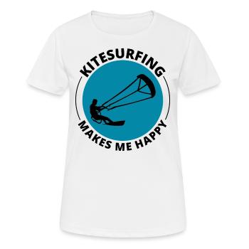 Kitesurfing Kitesurf Kiteboarding Kiteboarder - T-shirt respirant Femme - blanc - Devant - AI Model Female 172 dark (172cm)
