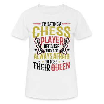 Dating mit einer Schachspielerin Schachfrau - Frauen T-Shirt atmungsaktiv - Weiß - Vorne - AI Model Female 172 dark (172cm)