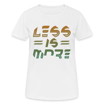 Weniger ist sparsamer - Frauen T-Shirt atmungsaktiv - Weiß - Vorne - AI Model Female 172 dark (172cm)