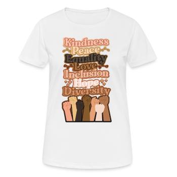 Human Rights, Social Justice - Women's Breathable T-Shirt - white - Front - AI Model Female 172 dark (172cm)