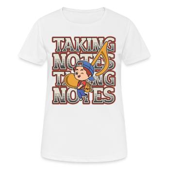 Notizen machen, Wortspiele, lustiger Musiklehrer. - Frauen T-Shirt atmungsaktiv - Weiß - Vorne - AI Model Female 172 dark (172cm)