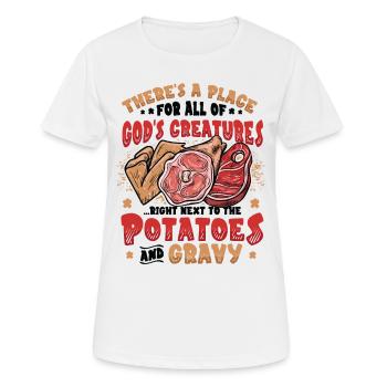 Fleischesser Grillen Fleischliebhaber - Frauen T-Shirt atmungsaktiv - Weiß - Vorne - AI Model Female 172 dark (172cm)