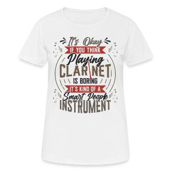 Clarinette jouant de la clarinette - T-shirt respirant Femme - blanc - Devant - AI Model Female 172 dark (172cm)