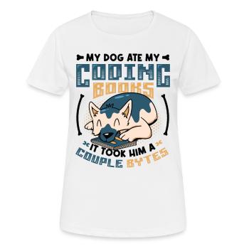 Dog Bytes Code Programmation de blagues informatiques - T-shirt respirant Femme - blanc - Devant - AI Model Female 172 dark (172cm)