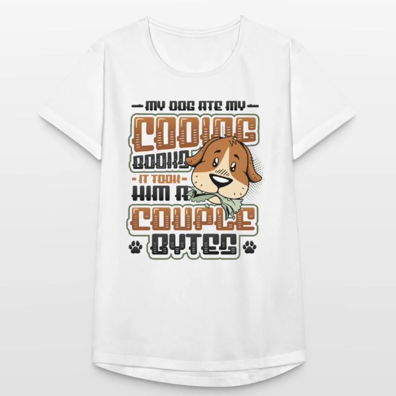 Dog Bytes Code Computer Joke Programming Women's Breathable T-Shirt