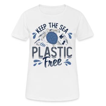 Haltet Das Meer Plastikfrei Rettet Den Ozean - Frauen T-Shirt atmungsaktiv - Weiß - Vorne - AI Model Female 172 dark (172cm)