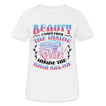 La beauté vient de l’intérieur du salon de coiffure - T-shirt respirant Femme - blanc - Devant - AI Model Female 172 dark (172cm)