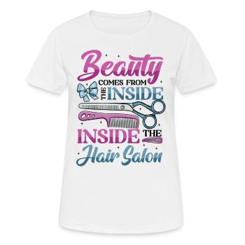 La beauté vient de l’intérieur du salon de coiffure - T-shirt respirant Femme - blanc - Devant - AI Model Female 172 dark (172cm)
