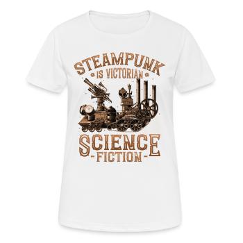 Steampunk est une science-fiction victorienne - T-shirt respirant Femme - blanc - Devant - AI Model Female 172 dark (172cm)