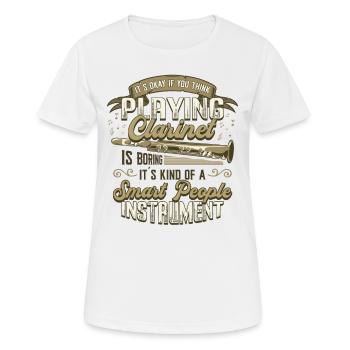 Clarinette jouant de la clarinette - T-shirt respirant Femme - blanc - Devant - AI Model Female 172 dark (172cm)