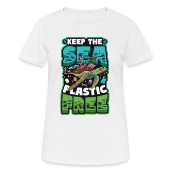 Haltet Das Meer Plastikfrei Rettet Den Ozean - Frauen T-Shirt atmungsaktiv - Weiß - Vorne - AI Model Female 172 dark (172cm)