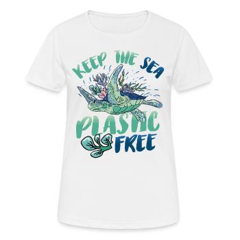 Haltet Das Meer Plastikfrei Rettet Den Ozean. - Frauen T-Shirt atmungsaktiv - Weiß - Vorne - AI Model Female 172 dark (172cm)