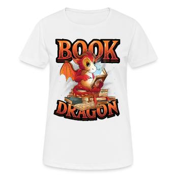 Bookworm, reading book, dragon. - Women's Breathable T-Shirt - white - Front - AI Model Female 172 dark (172cm)