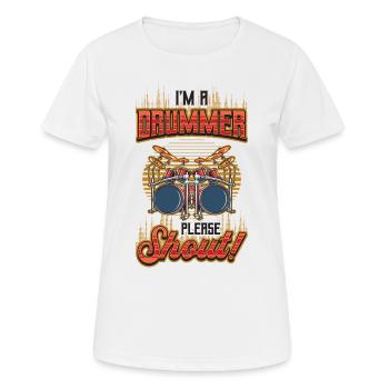 Je suis batteur, s’il vous plaît crier. - T-shirt respirant Femme - blanc - Devant - AI Model Female 172 dark (172cm)