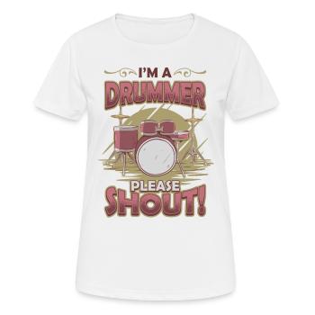 Je suis batteur, s’il vous plaît crier. - T-shirt respirant Femme - blanc - Devant - AI Model Female 172 dark (172cm)