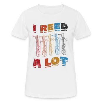 I Reed A Lot - Saxophone player saxophone. - Women's Breathable T-Shirt - white - Front - AI Model Female 172 dark (172cm)