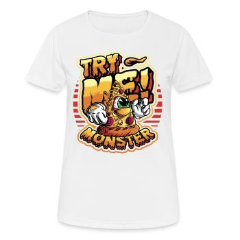 Versuchen Sie Mich! Monster Liebt Pizza - Frauen T-Shirt atmungsaktiv - Weiß - Vorne - AI Model Female 172 dark (172cm)