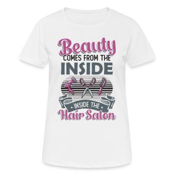 La beauté vient de l’intérieur du salon de coiffure - T-shirt respirant Femme - blanc - Devant - AI Model Female 172 dark (172cm)