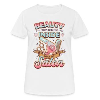 La beauté vient de l’intérieur du salon de coiffure - T-shirt respirant Femme - blanc - Devant - AI Model Female 172 dark (172cm)