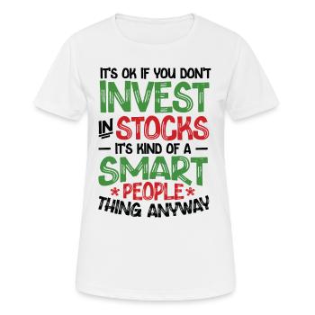 Les actions sont pour les gens intelligents Marché boursier - T-shirt respirant Femme - blanc - Devant - AI Model Female 172 dark (172cm)