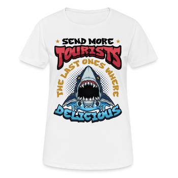Schicken Sie Mehr Touristen - Frauen T-Shirt atmungsaktiv - Weiß - Vorne - AI Model Female 172 dark (172cm)