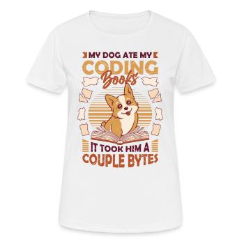 Dog Bytes Code Computer Joke Programmation - T-shirt respirant Femme - blanc - Devant - AI Model Female 172 dark (172cm)