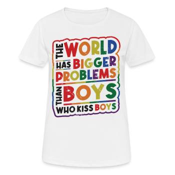 Größere Probleme Als Jungs, Die Jungs Küssen - Frauen T-Shirt atmungsaktiv - Weiß - Vorne - AI Model Female 172 dark (172cm)