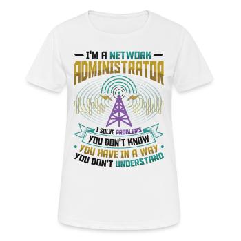 Résoudre les problèmes Administrateur réseau de support informatique - T-shirt respirant Femme - blanc - Devant - AI Model Female 172 dark (172cm)