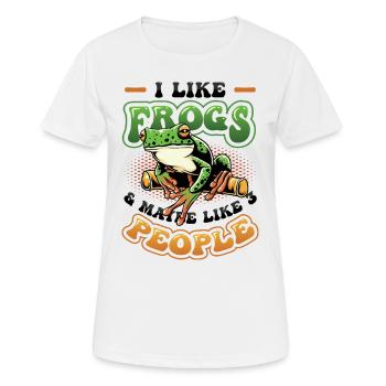 J’aime les grenouilles et peut-être 3 personnes - T-shirt respirant Femme - blanc - Devant - AI Model Female 172 dark (172cm)