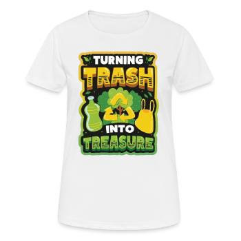 Transformer les déchets en trésor Recyclage des déchets - T-shirt respirant Femme - blanc - Devant - AI Model Female 172 dark (172cm)