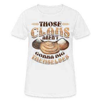 Ces coquilles ne se creusent pas d’elles-mêmes - T-shirt respirant Femme - blanc - Devant - AI Model Female 172 dark (172cm)