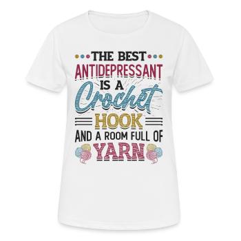 Häkelnadel Und Raum Voller Garn, Häkeln - Frauen T-Shirt atmungsaktiv - Weiß - Vorne - AI Model Female 172 dark (172cm)