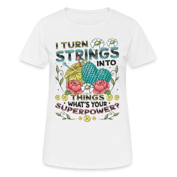 Strings into Things, knitting and crocheting - Women's Breathable T-Shirt - white - Front - AI Model Female 172 dark (172cm)