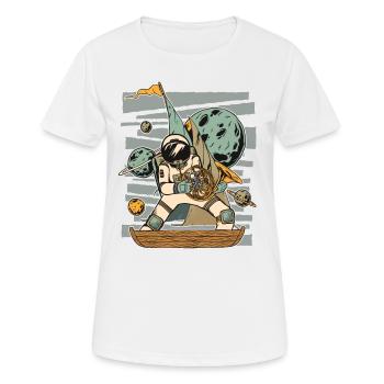 Ein Astronaut, Der Waldhorn Spielt - Frauen T-Shirt atmungsaktiv - Weiß - Vorne - AI Model Female 172 dark (172cm)