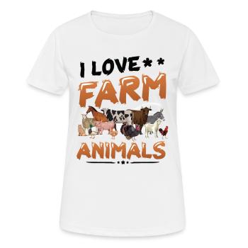 J’aime les animaux de la ferme, la ferme des enfants - T-shirt respirant Femme - blanc - Devant - AI Model Female 172 dark (172cm)