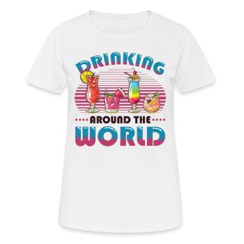 Weltreise Trinken Rund Um Die Welt - Frauen T-Shirt atmungsaktiv - Weiß - Vorne - AI Model Female 172 dark (172cm)