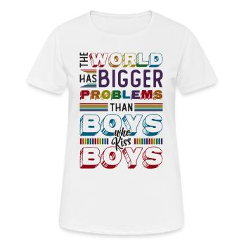 Größere Probleme Als Jungs, Die Jungs Küssen - Frauen T-Shirt atmungsaktiv - Weiß - Vorne - AI Model Female 172 dark (172cm)