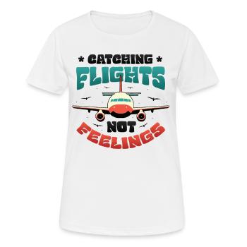 Flying instead of feeling, travel-addicted flyer - Women's Breathable T-Shirt - white - Front - AI Model Female 172 dark (172cm)