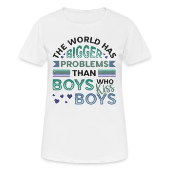 Größere Probleme Als Jungs, Die Jungs Küssen - Frauen T-Shirt atmungsaktiv - Weiß - Vorne - AI Model Female 172 dark (172cm)