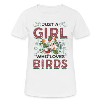Juste une fille qui aime les oiseaux, observation des oiseaux - T-shirt respirant Femme - blanc - Devant - AI Model Female 172 dark (172cm)