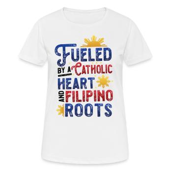Katholisches Herz Und Philippinische Wurzeln - Frauen T-Shirt atmungsaktiv - Weiß - Vorne - AI Model Female 172 dark (172cm)
