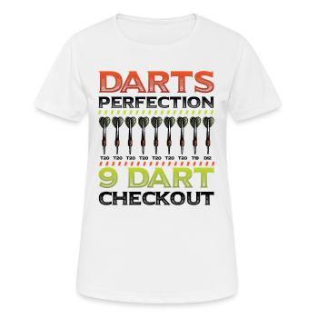 Dart Perfection, 9 Dart Checkout, Darts Player - Women's Breathable T-Shirt - white - Front - AI Model Female 172 dark (172cm)