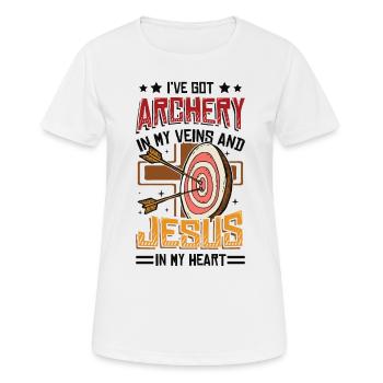 Religious archer, Archery - Women's Breathable T-Shirt - white - Front - AI Model Female 172 dark (172cm)