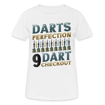 Dart Perfection, 9 Dart Checkout, Darts Player - Women's Breathable T-Shirt - white - Front - AI Model Female 172 dark (172cm)
